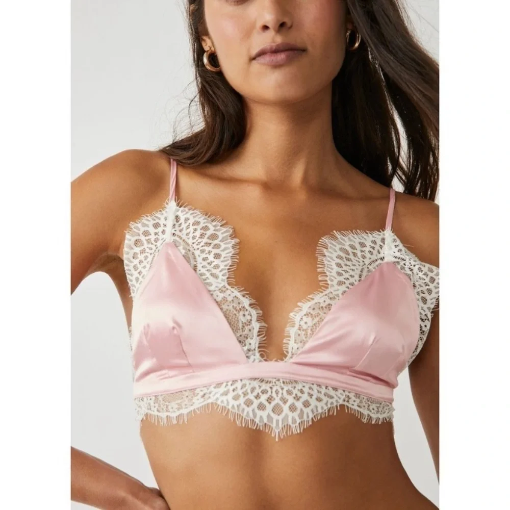 Free people call you mine bralette pink new without tags size xs set 2 pieces !